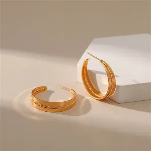 18K Gold-Plated Bead Line Huggie Earring