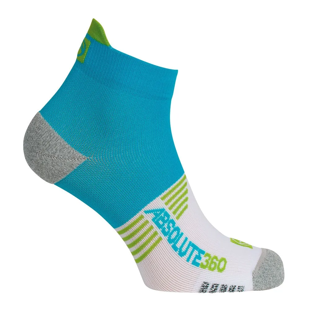 ABSOLUTE360 Performance Running Ankle Socks - Turquoise / White