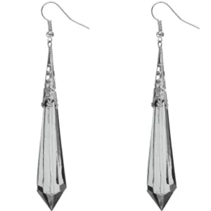 Black Faux Crystal Pointy Earrings