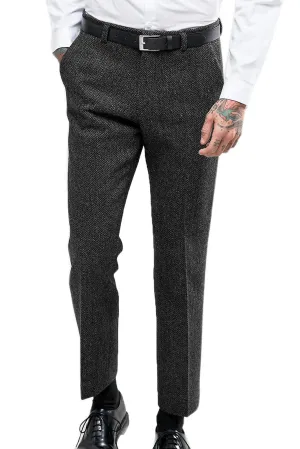 Black Formal Vintage Men's Straight Suit Pants