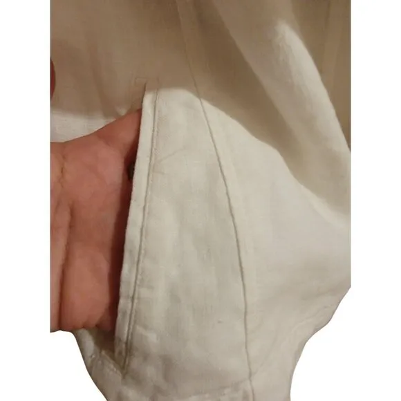 Chico's Alabaster 3/4 Sleeve Front Zip Linen Modern Shirt Jacket Size 3 USA 18