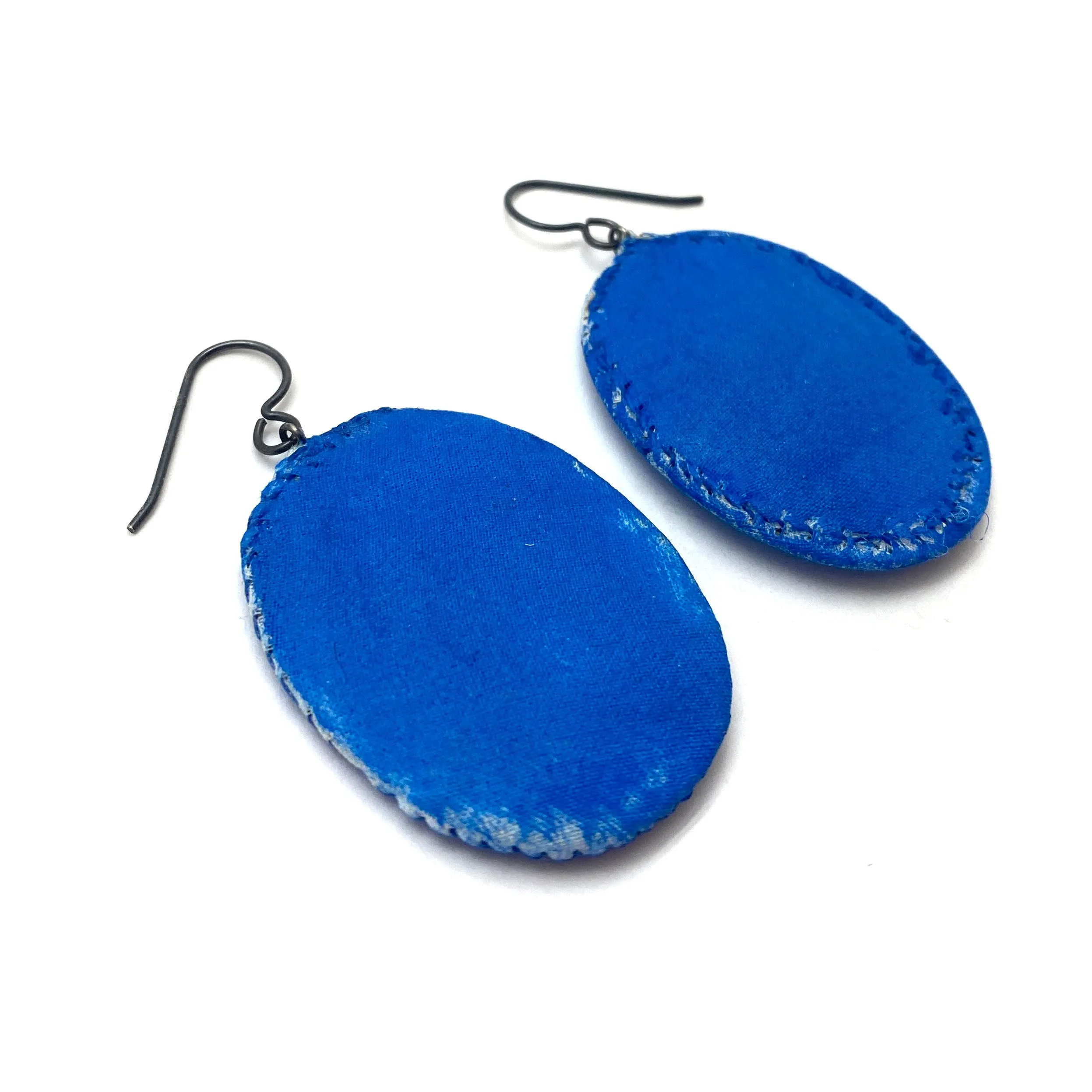 Cobalt Blue Oval Earrings