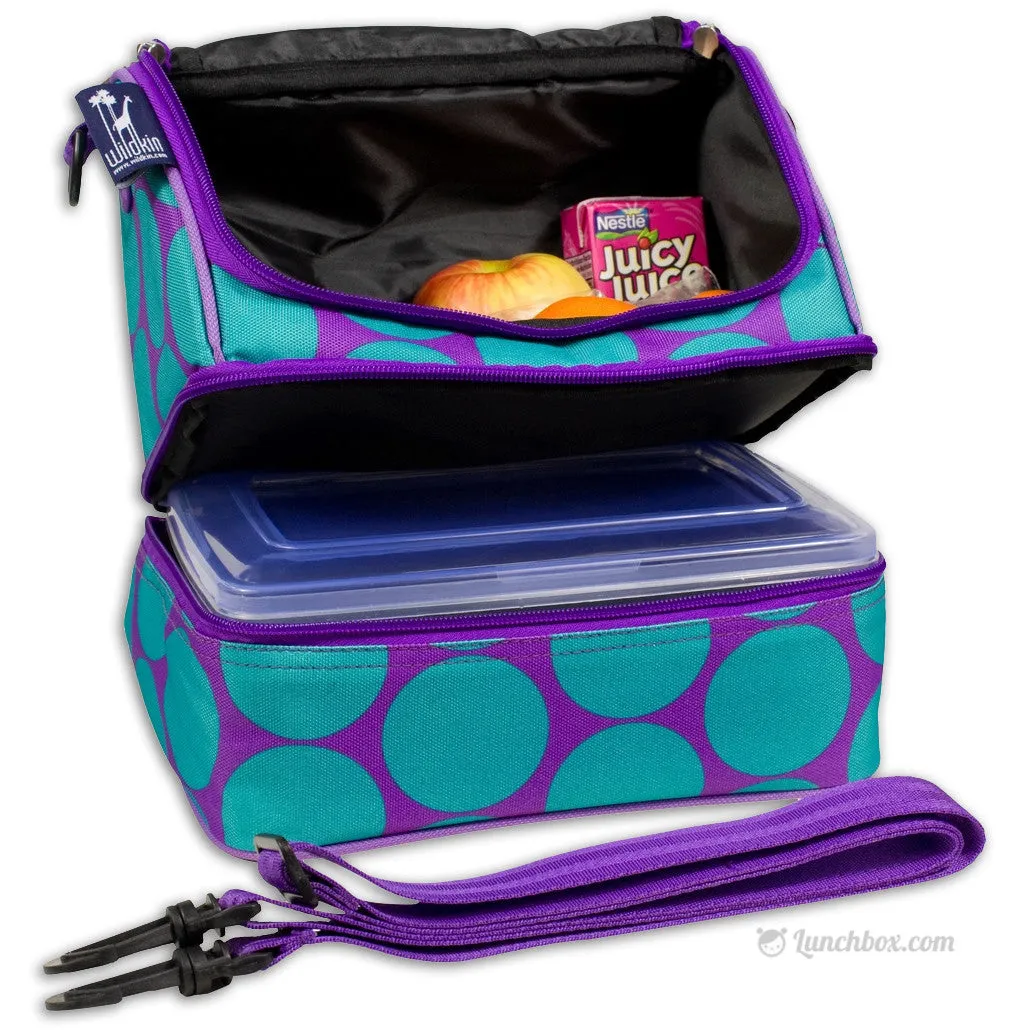 Double Decker Lunch Box - Big Dots Aqua