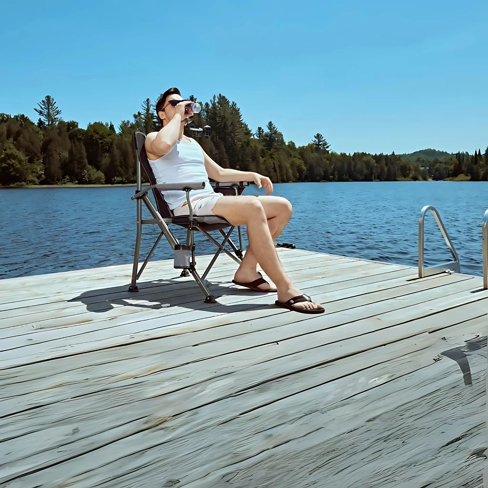 Extra-Large Portable Camping Chair with Canopy Shade Lightweight, Durable, Heavy-Duty Folding Indoor Outdoor Boss Chair