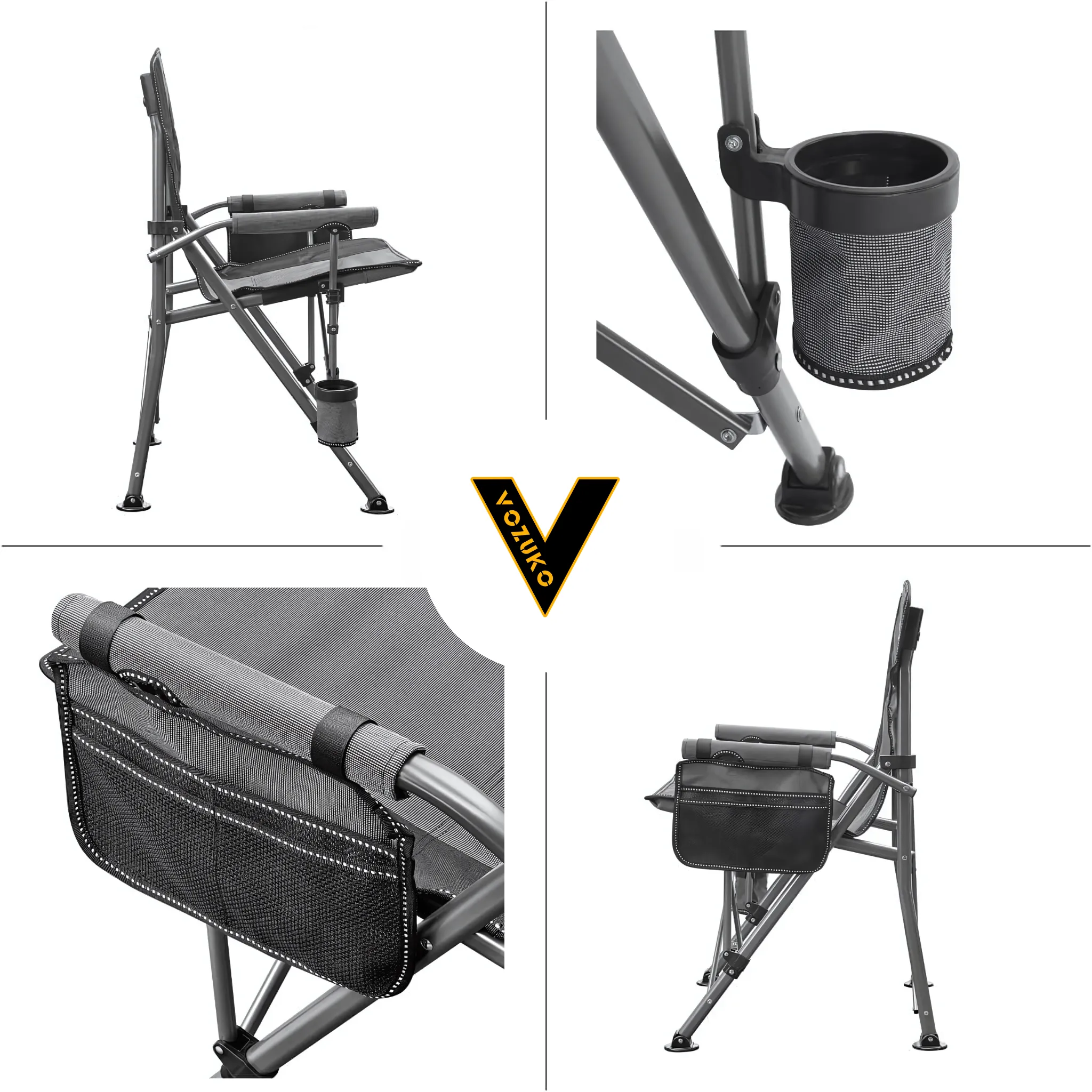 Extra-Large Portable Camping Chair with Canopy Shade Lightweight, Durable, Heavy-Duty Folding Indoor Outdoor Boss Chair