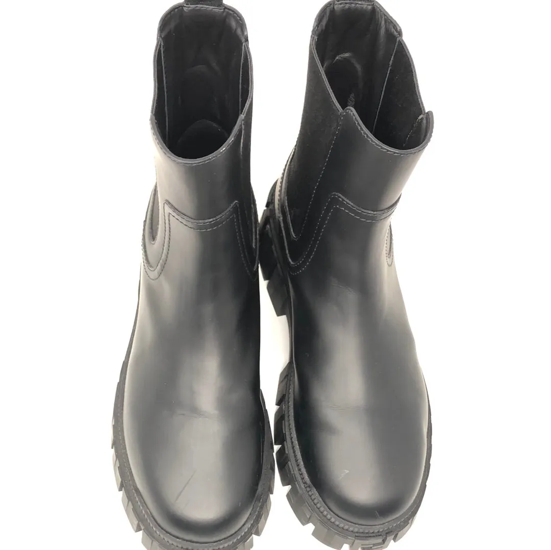 Fendi Black Slip On Lug Boot with Elastic Sides