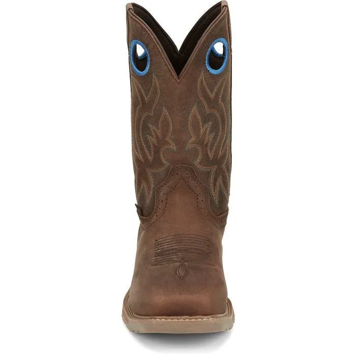 Justin Men's All Round 10" WP Steel Toe Western Work Boot -Brown- SE3115