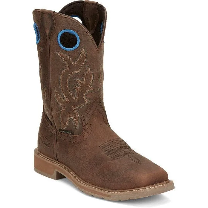 Justin Men's All Round 10" WP Steel Toe Western Work Boot -Brown- SE3115