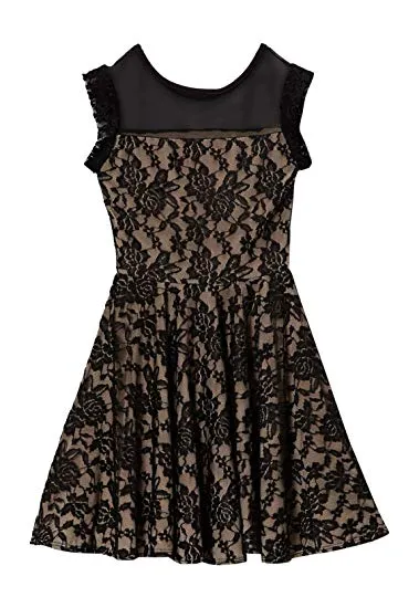 Kids Sleeveless Comfortable Lace Skater Dress
