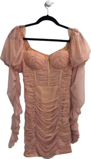 MISSPAP Peach Ruched Off-Shoulder Mini Dress UK 10