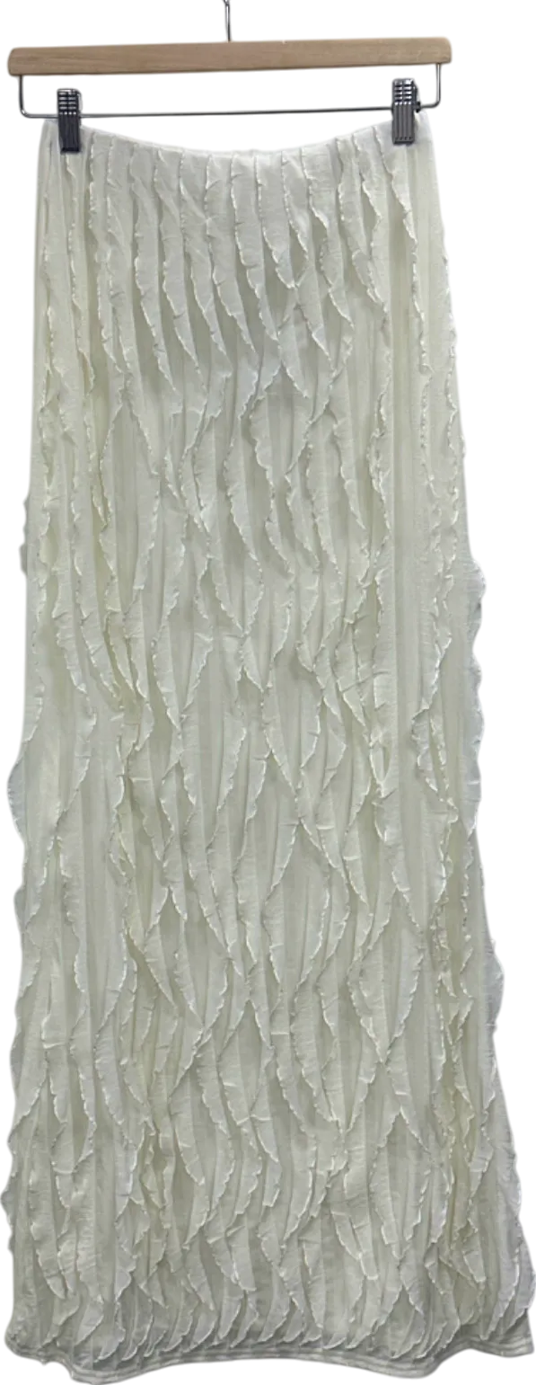 Public Desire Cream Ruffled Detail Maxi Skirt UK 10