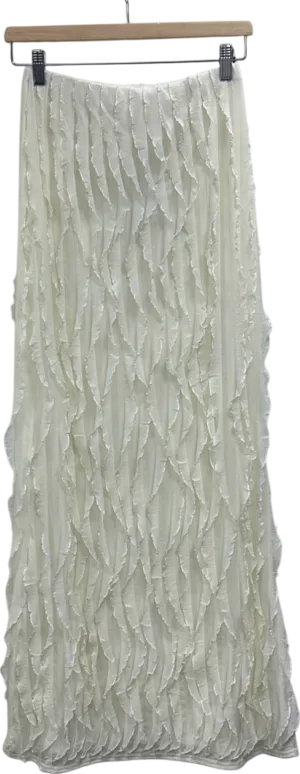 Public Desire Cream Ruffled Detail Maxi Skirt UK 10