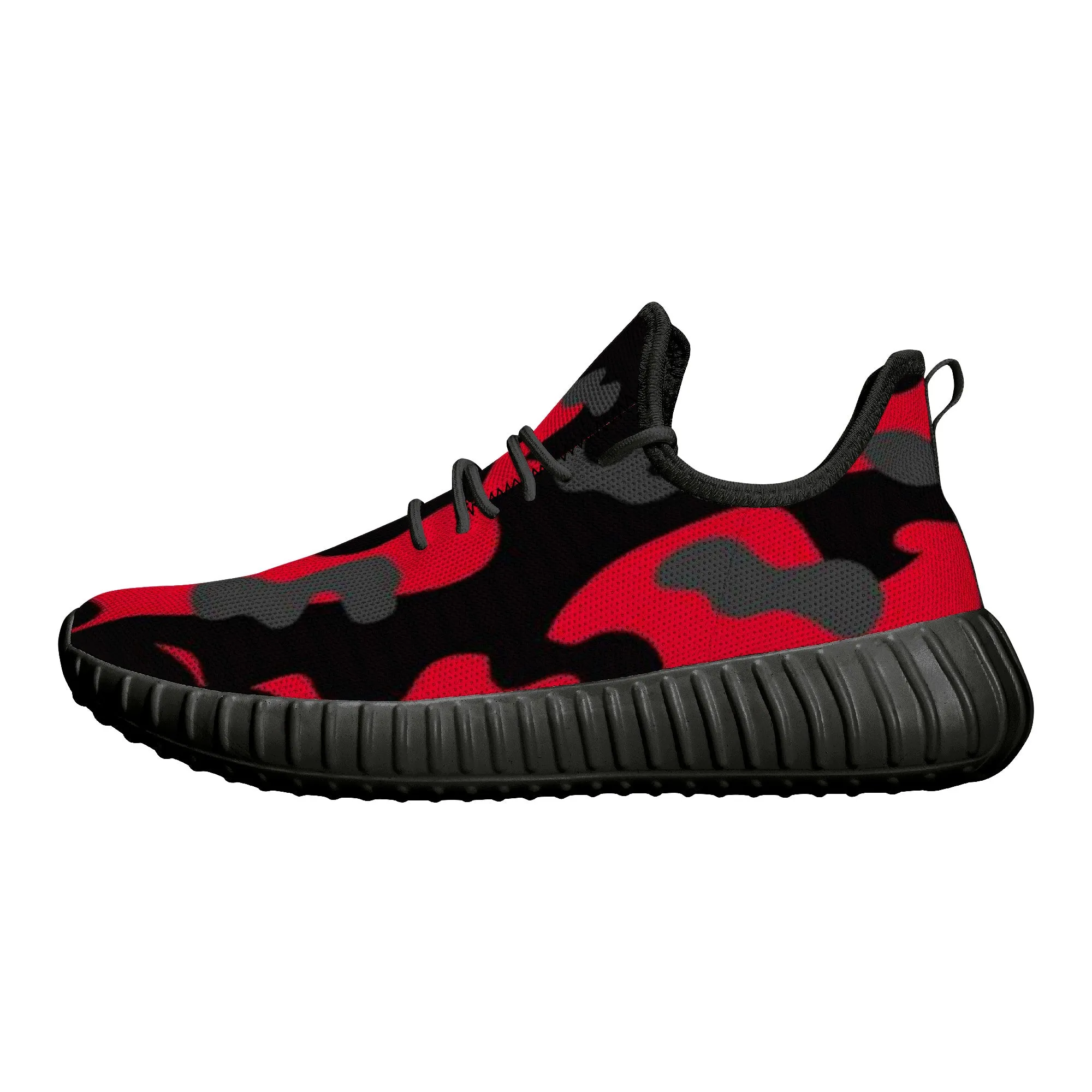 Red and Black Grey Camo Shoes