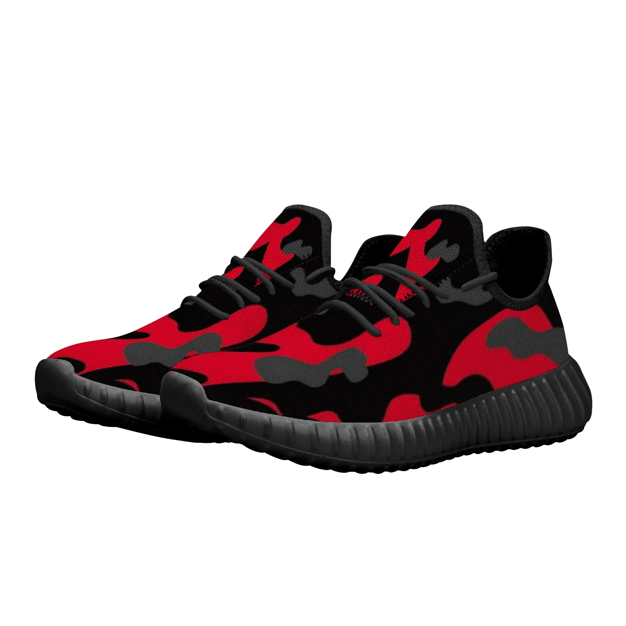 Red and Black Grey Camo Shoes
