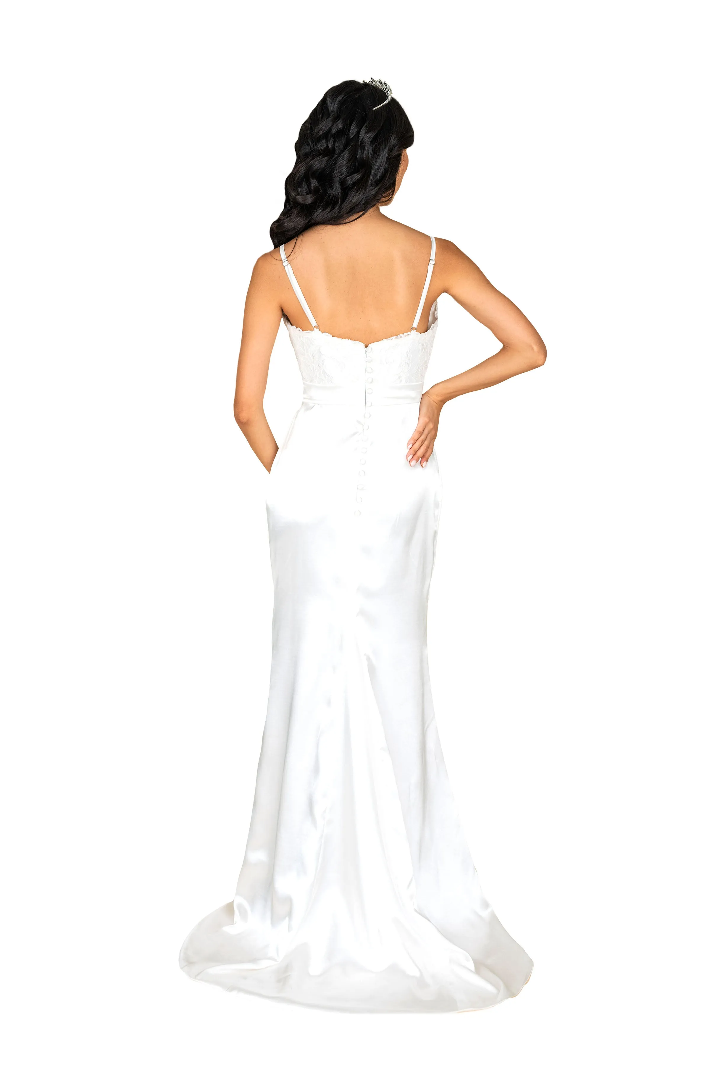 Simple Silk Spaghetti Straps Gown