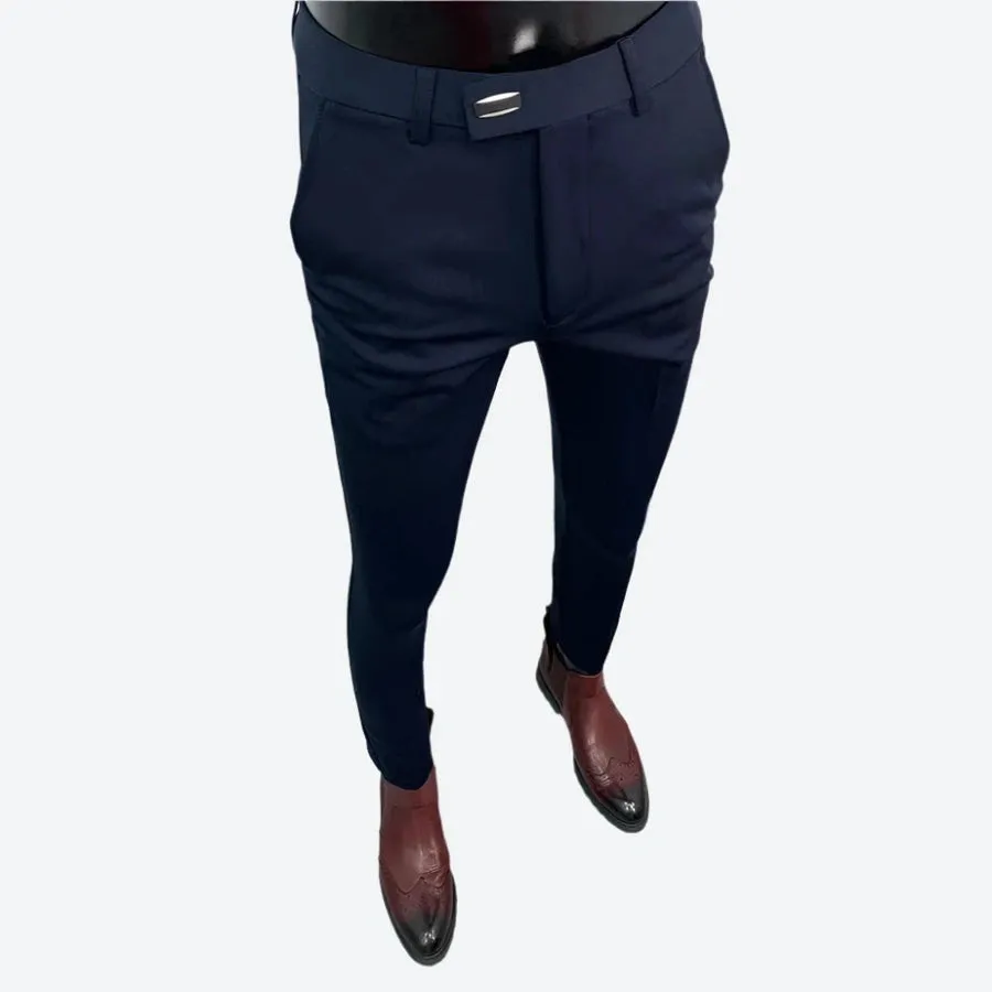 Slim-Fit Tailored Belted Dress Pants