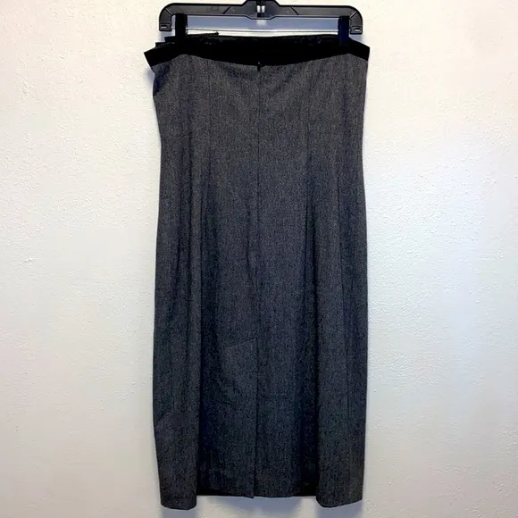 Theory SIZE 10 NTW CHARCOAL GRAY LINED STRAPLESS BOW FORMAL DRESS: 4998