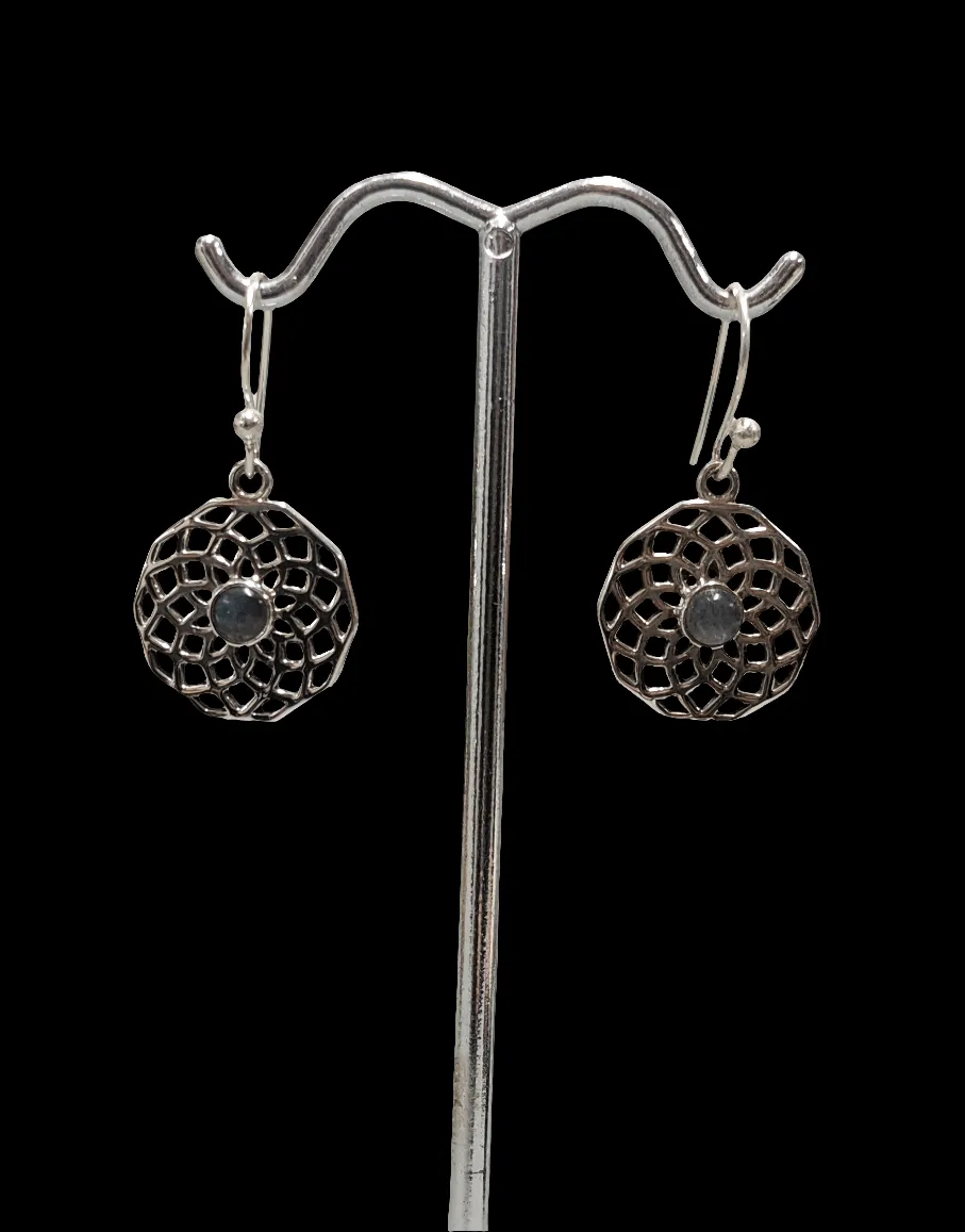 Unique Labradorite Flower of Life Earrings