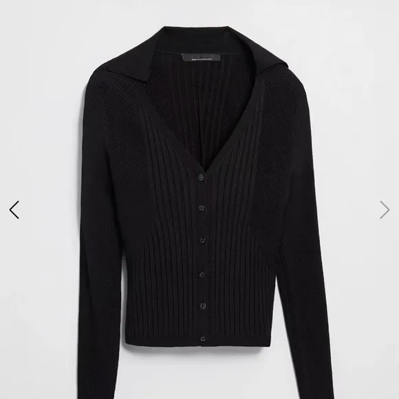 White House Black Market Black Ribbed Knit Cardigan